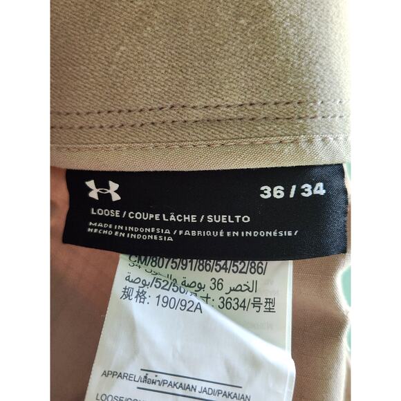 Under Armour Pants Men's Sz 36x33 Beige Storm Cargo Loose Water Resistant NWT - Picture 9 of 10